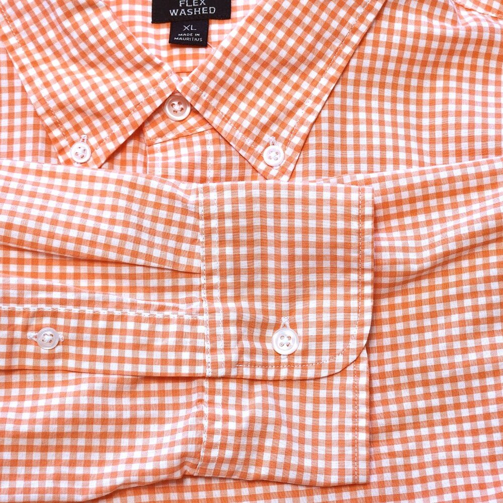 J. Crew Button Down Long Sleeved Shirt Soft Coral & White Check Size Slim XL - Picture 11 of 15